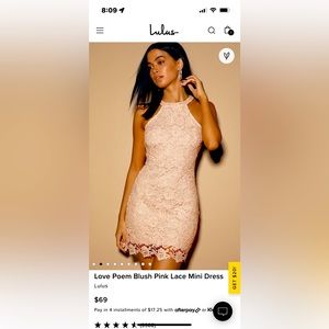 Lulu’s sleeveless blush crocheted mini dress